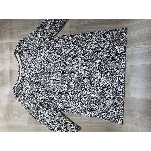 Laura Ashley Black & White Paisley Print Dress Size L - Picture 4 of 8